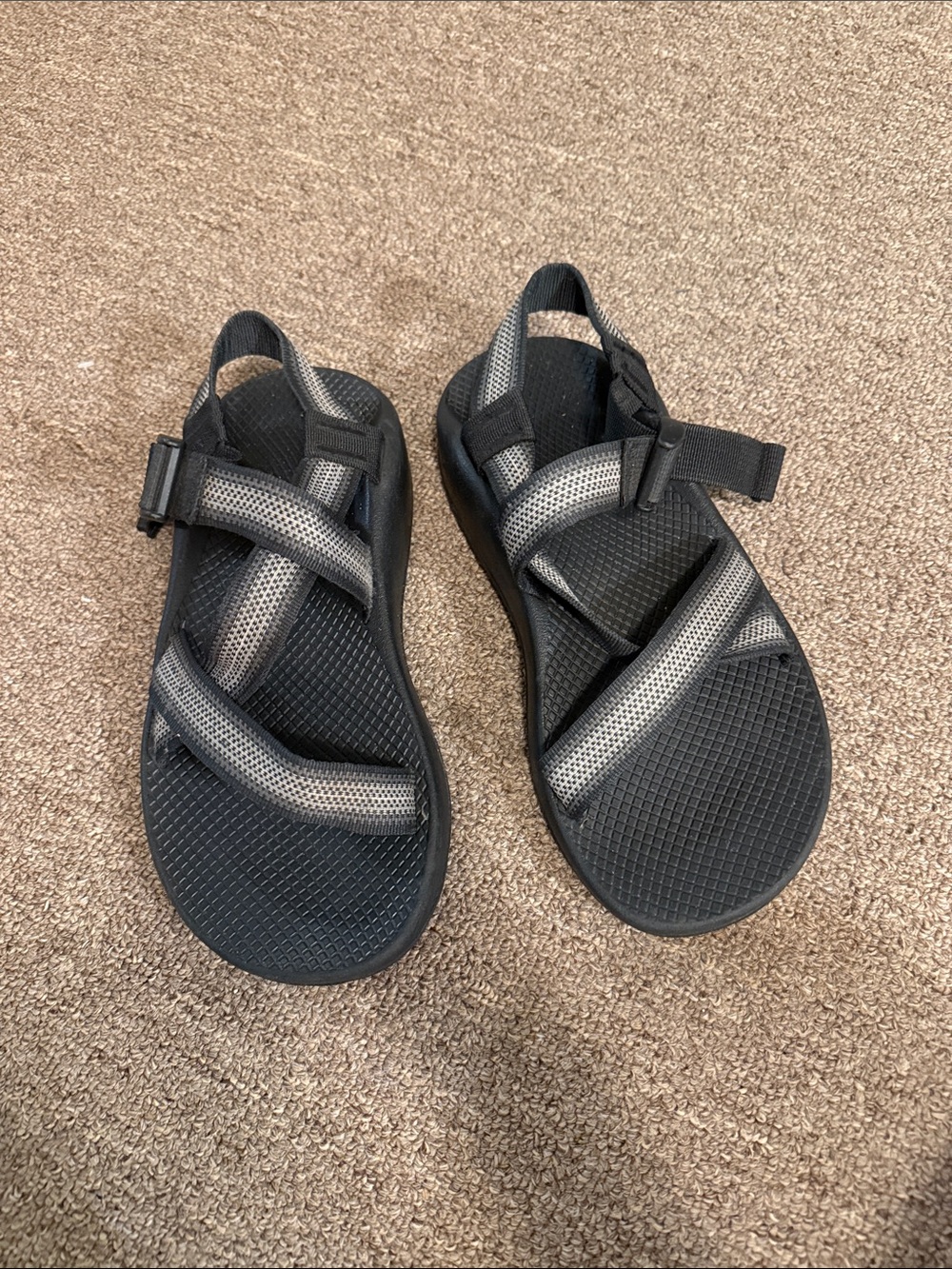 Chaco Men's Black and Gray Z/Cloud Patterned Strap Sandals